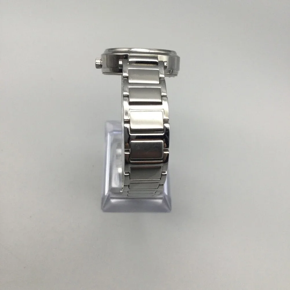 Kenneth Cole Womens Watch 30mm Silver Tone Bracelet Day Date New Battery 7.25